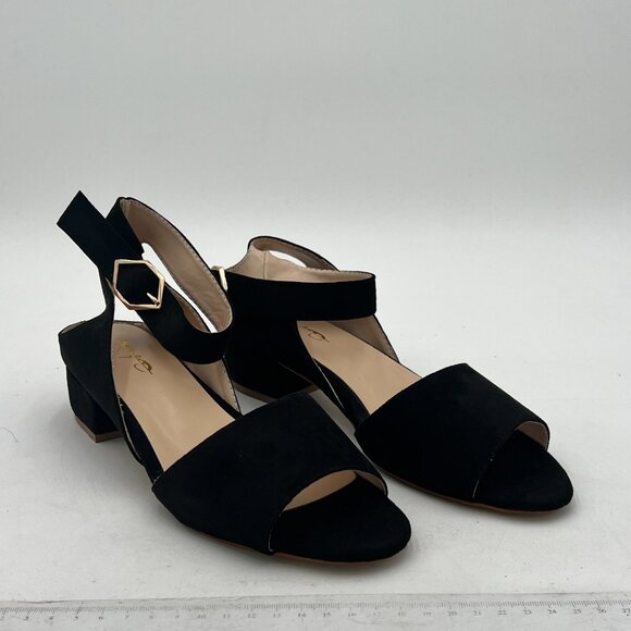 XYD Black Open-Toe Block Heel Sandals - Picture 4 of 8